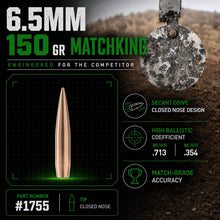 Load image into Gallery viewer, SIERRA 6.5 MM 150 GR. HPBT MATCHKING