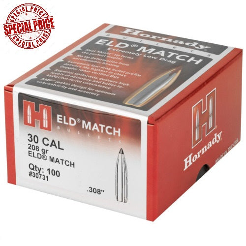 Hornady 30cal .308 dia 208gr ELD Match Projectiles